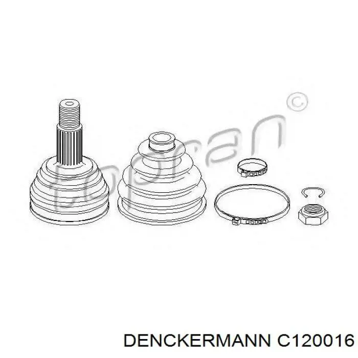 Przegub homokinetyczny przedni zewnętrzny Denckermann C120016 cena, od 33,84 USD