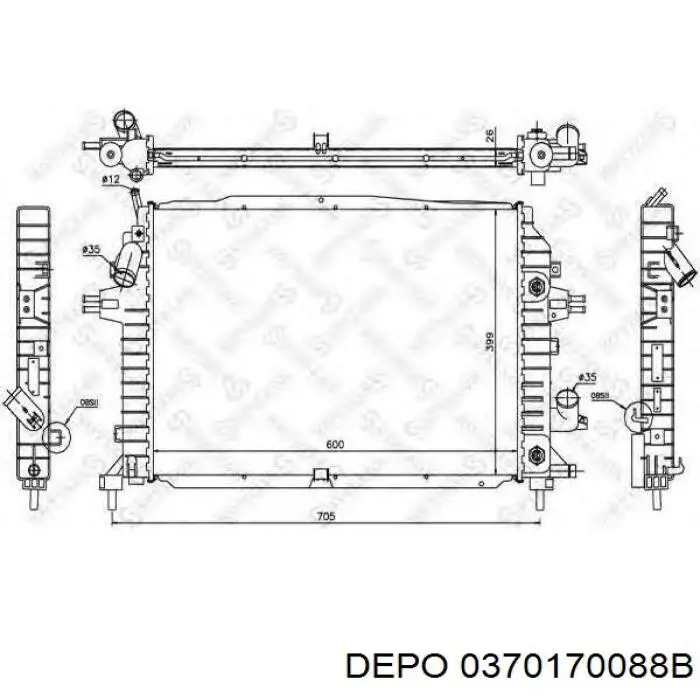 Chłodnica silnika 0370170088B Depo/Loro/Abakus