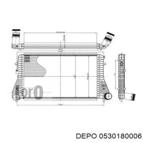 Chłodnica intercoolera Depo/Loro/Abakus 0530180006 cena, od 128,82 USD