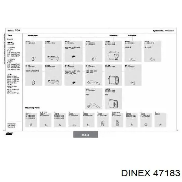 Łącznik elastyczny wydechu 47183 Dinex