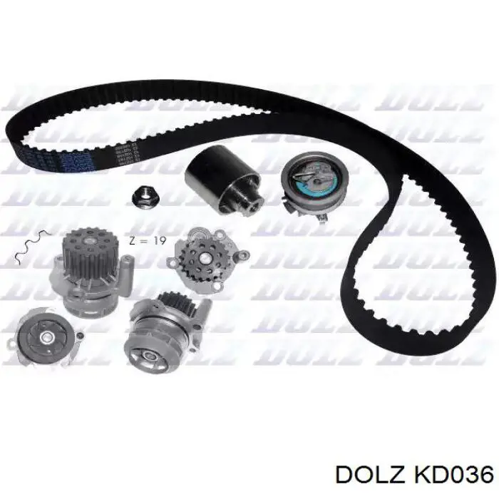 KD036 Dolz Pasek rozrządu, zestaw