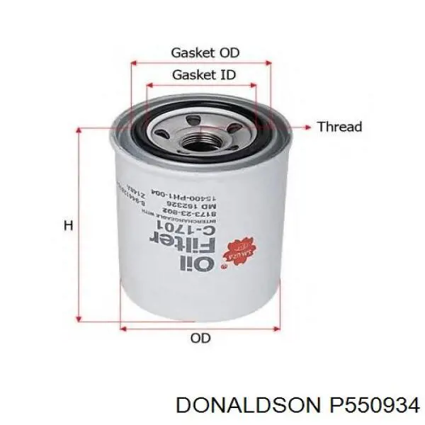 Do koszyka P550934 Donaldson Filtr oleju