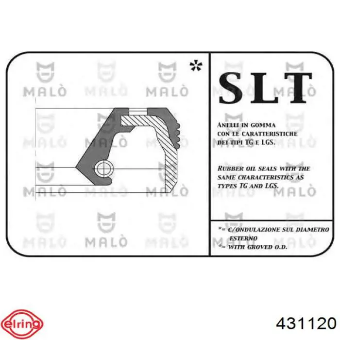 Uszczelniacz wału korbowego silnika tylny Elring 431120 cena, od 25,76 USD