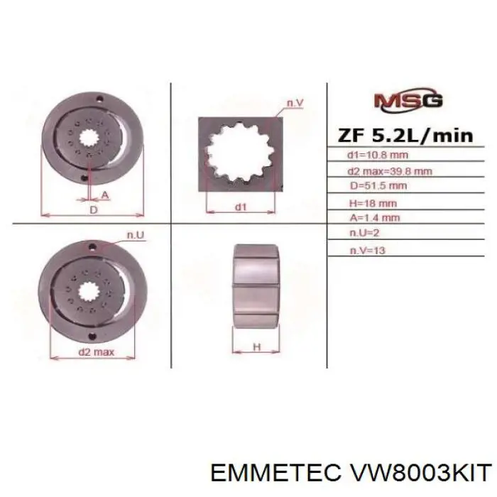 Zestaw naprawczy pompy wspomagania hydraulicznego Volvo V70 I