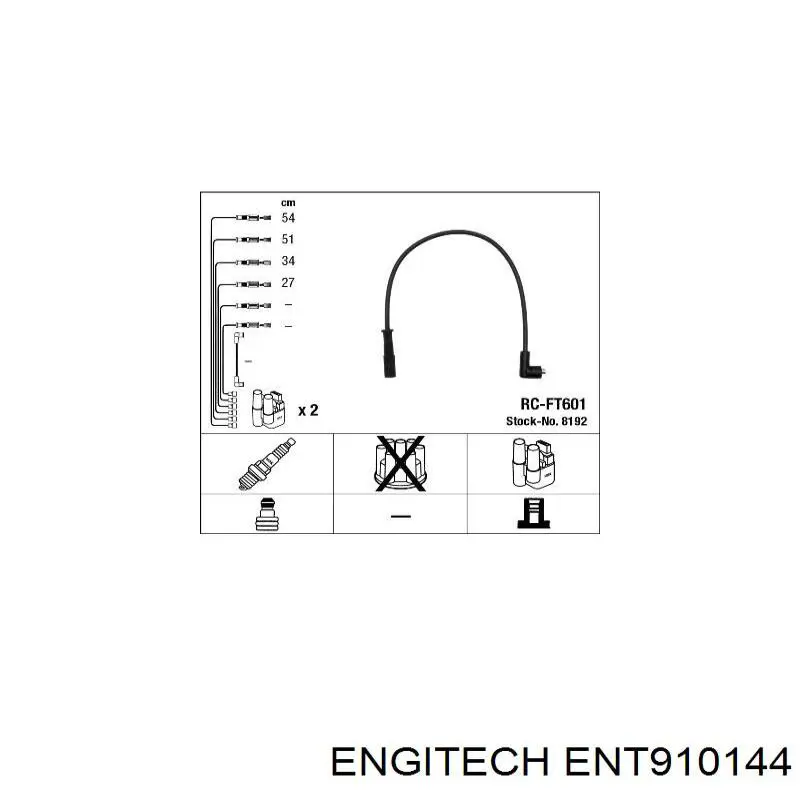 Zestaw przewodów wysokiego napięcia Engitech ENT910144 cena, od 23,23 USD