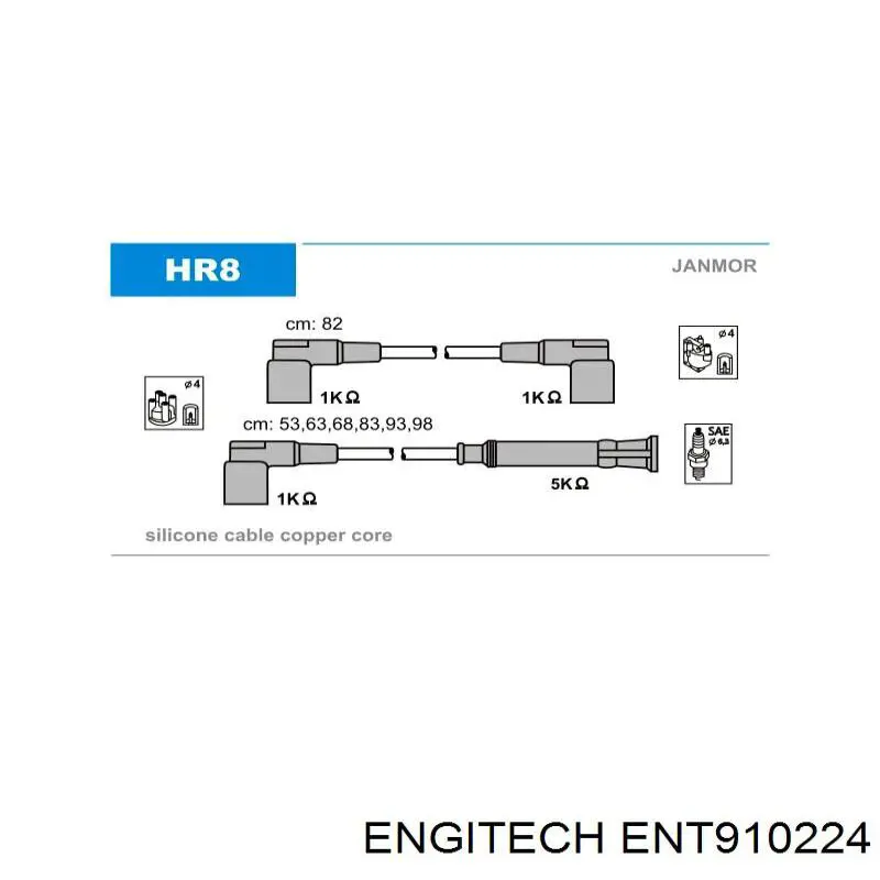 Do koszyka ENT910224 Engitech Zestaw przewodów wysokiego napięcia
