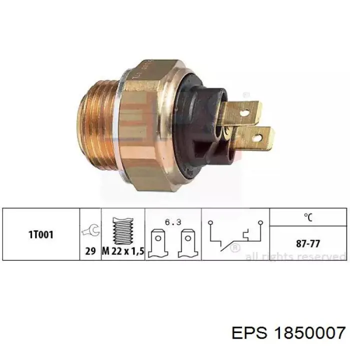 1.850.007 EPS czujnik temperatury płynu chłodzącego (włączenia wentylatora chłodnicy)