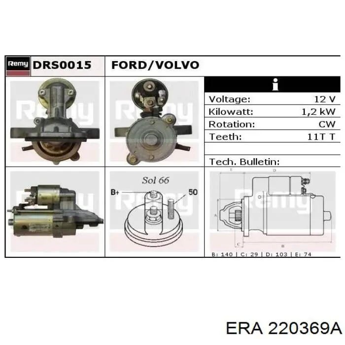 Rozrusznik ERA 220369A cena, od 146,90 USD