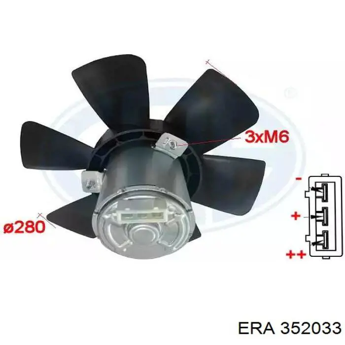Wentylator elektryczny układu chłodzenia, kompletny (silnik+wirnik) prawy ERA 352033 cena, od 62,61 USD