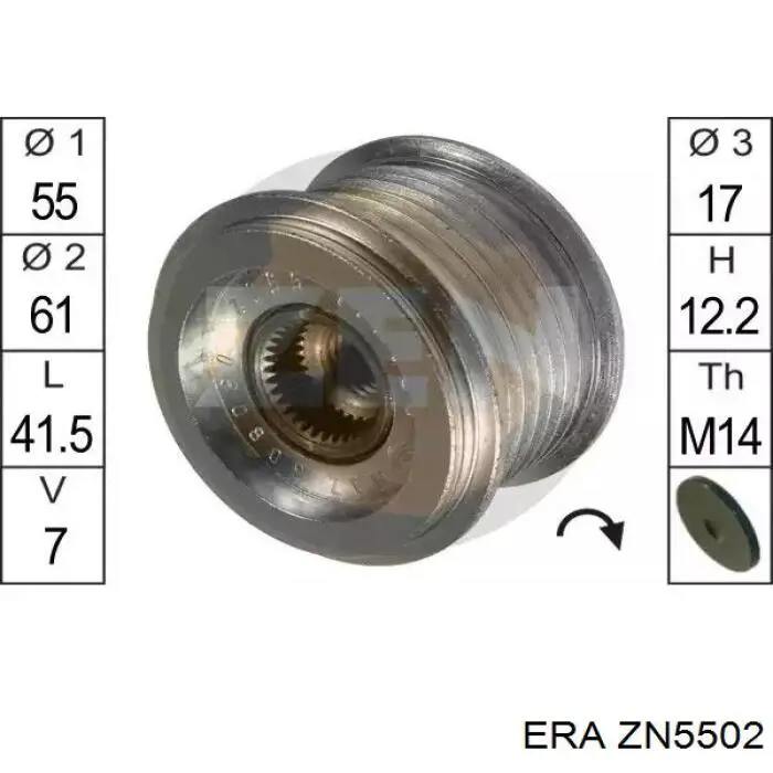 Koło pasowe alternatora ERA ZN5502 cena, od 37,01 USD