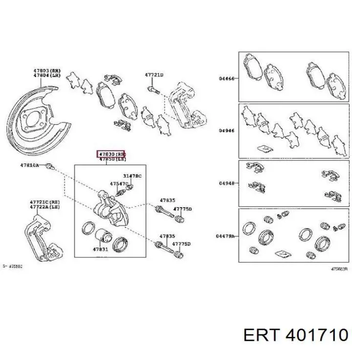 Zestaw naprawczy zacisku hamulcowego tylnego ERT 401710 cena, od 23,66 USD