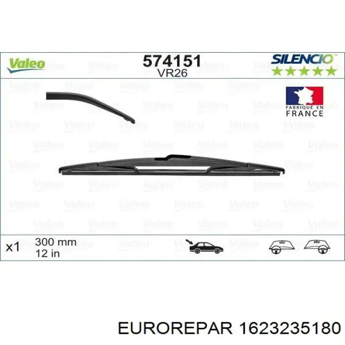 Do koszyka 1623235180 Eurorepar Pióro wycieraczki szyby tylnej
