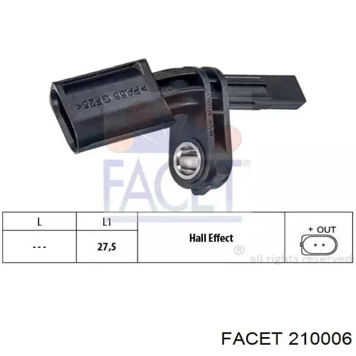 Czujnik ABS przedni prawy Facet 210006 cena, od 11,73 USD