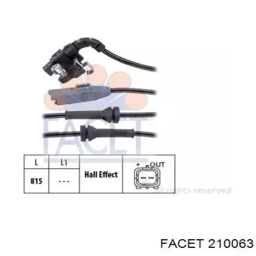 210063 Facet Czujnik ABS tylny