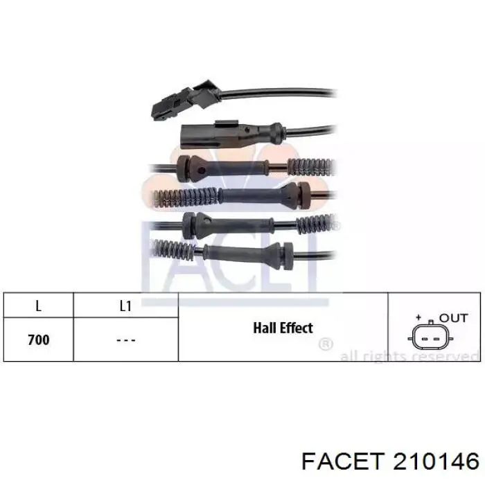 210146 Facet Czujnik ABS przedni