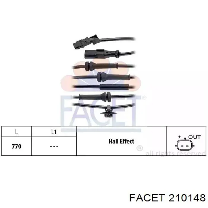 210148 Facet Czujnik ABS przedni