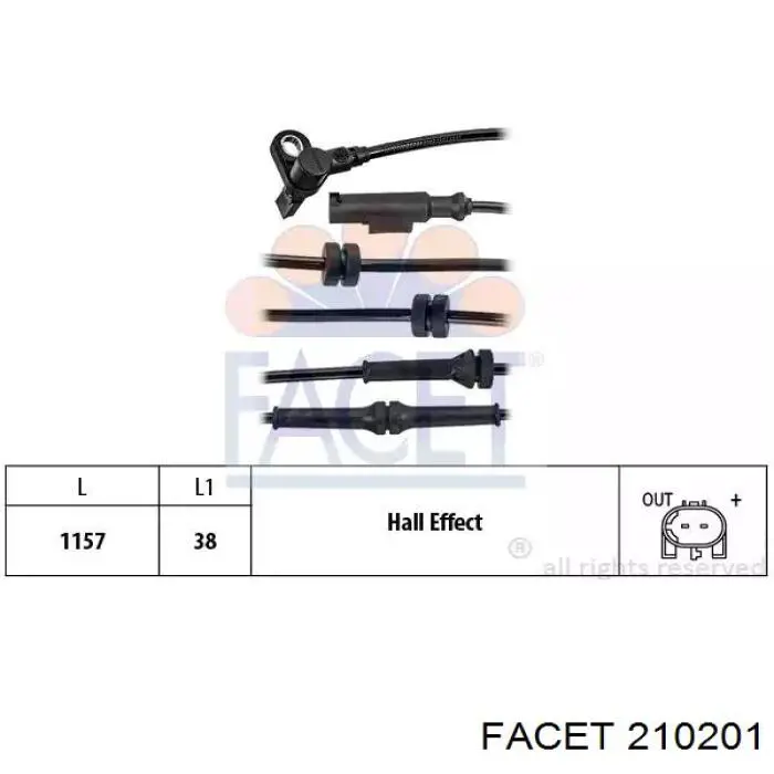 Czujnik ABS przedni Facet 210201 cena, od 26,32 USD