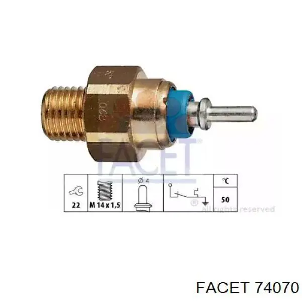Czujnik temperatury płynu chłodzącego (włączenia wentylatora chłodnicy) Facet 74070 cena, od 3,23 USD