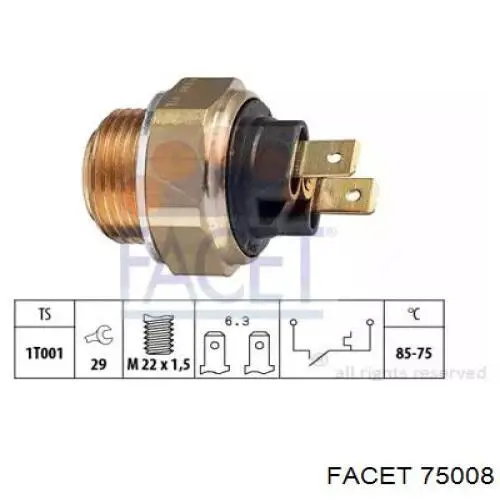 Czujnik temperatury płynu chłodzącego (włączenia wentylatora chłodnicy) Facet 75008 cena, od 9,76 USD