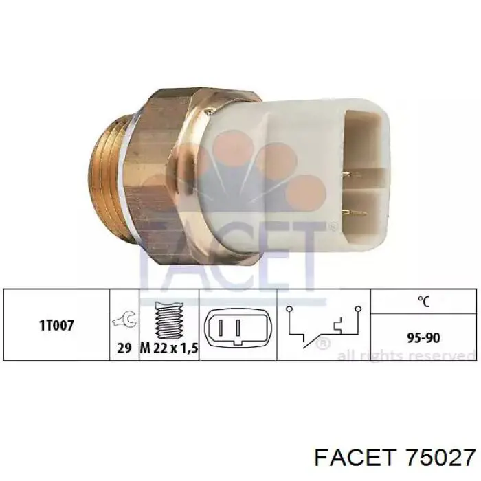 Czujnik temperatury płynu chłodzącego (włączenia wentylatora chłodnicy) Facet 75027 cena, od 12,86 USD
