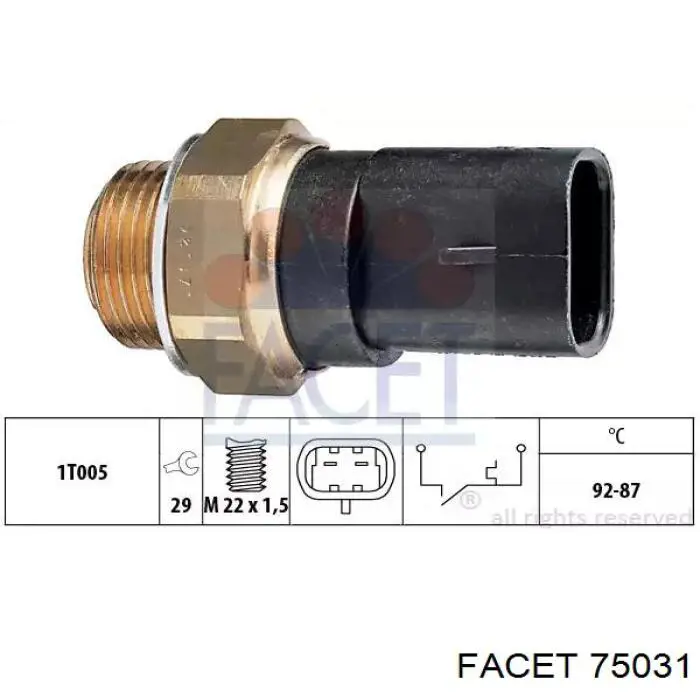 Czujnik temperatury płynu chłodzącego (włączenia wentylatora chłodnicy) Facet 75031 cena, od 11,46 USD