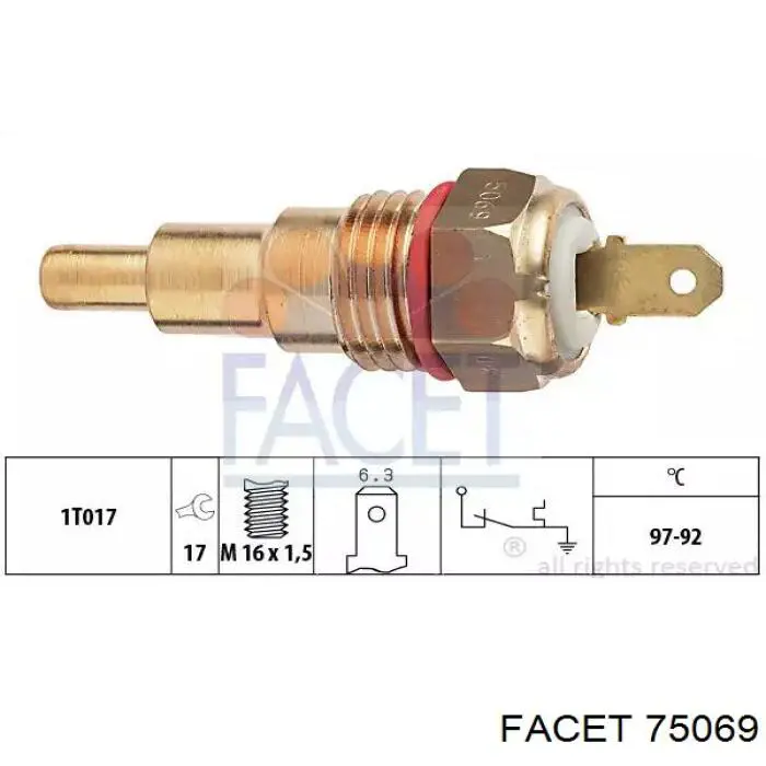 Czujnik temperatury płynu chłodzącego (włączenia wentylatora chłodnicy) Facet 75069 cena, od 24,37 USD