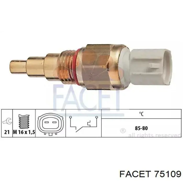Czujnik temperatury płynu chłodzącego (włączenia wentylatora chłodnicy) Facet 75109 cena, od 15,08 USD
