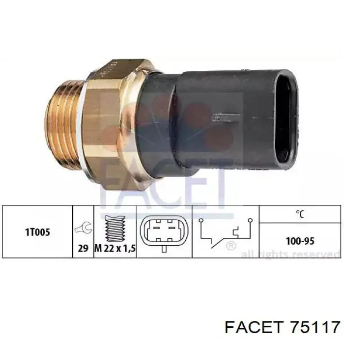 Czujnik temperatury płynu chłodzącego (włączenia wentylatora chłodnicy) Facet 75117 cena, od 10,53 USD