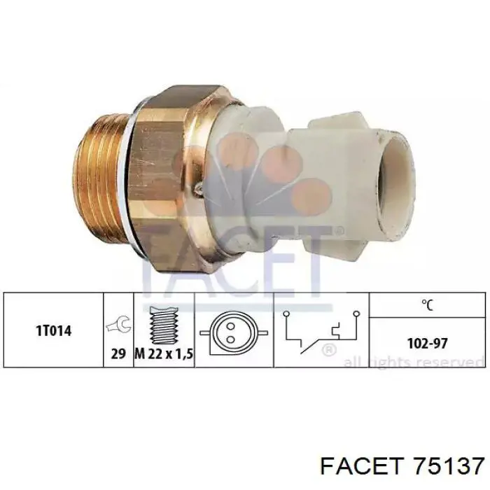 Czujnik temperatury płynu chłodzącego (włączenia wentylatora chłodnicy) Facet 75137 cena, od 14,97 USD