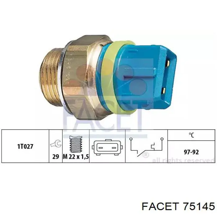 Czujnik temperatury płynu chłodzącego (włączenia wentylatora chłodnicy) Facet 75145 cena, od 13,91 USD