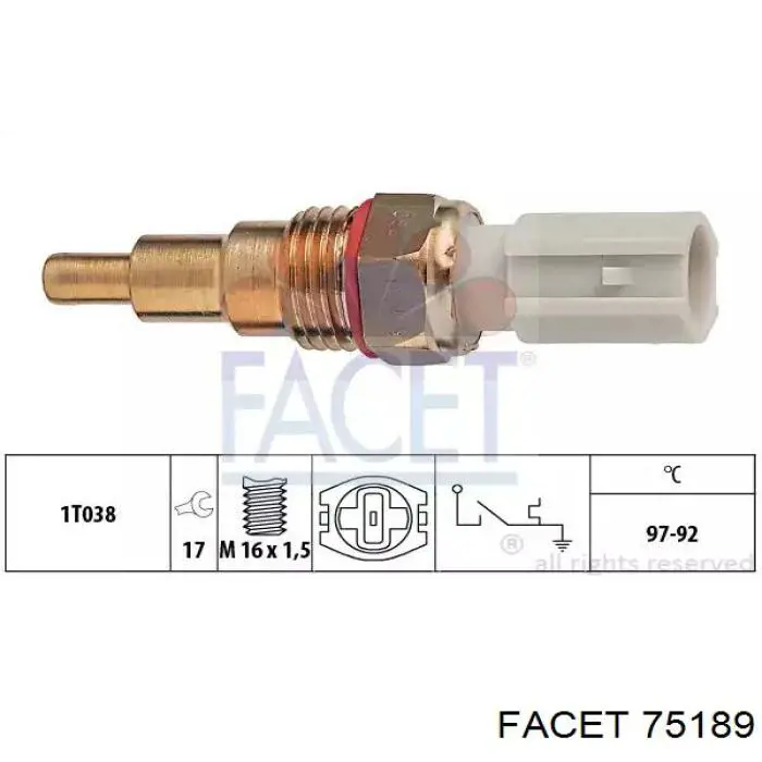 Czujnik temperatury płynu chłodzącego (włączenia wentylatora chłodnicy) Facet 75189 cena, od 16,56 USD