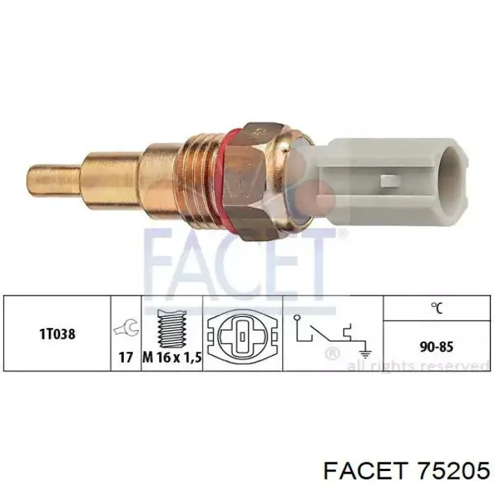 Czujnik temperatury płynu chłodzącego (włączenia wentylatora chłodnicy) Facet 75205 cena, od 18,42 USD