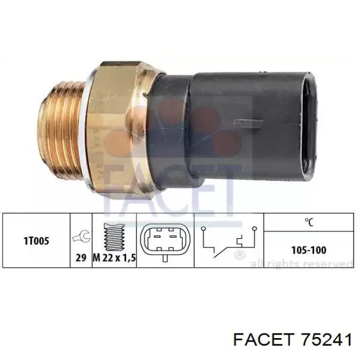 Czujnik temperatury płynu chłodzącego (włączenia wentylatora chłodnicy) Facet 75241 cena, od 11,67 USD