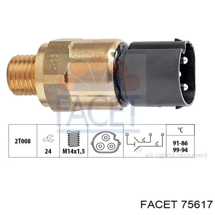 Czujnik temperatury płynu chłodzącego (włączenia wentylatora chłodnicy) Facet 75617 cena, od 30,88 USD