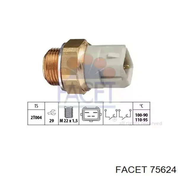 Czujnik temperatury płynu chłodzącego (włączenia wentylatora chłodnicy) Facet 75624 cena, od 21,93 USD