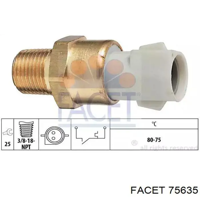 Do koszyka 75635 Facet Czujnik temperatury płynu chłodzącego (włączenia wentylatora chłodnicy)