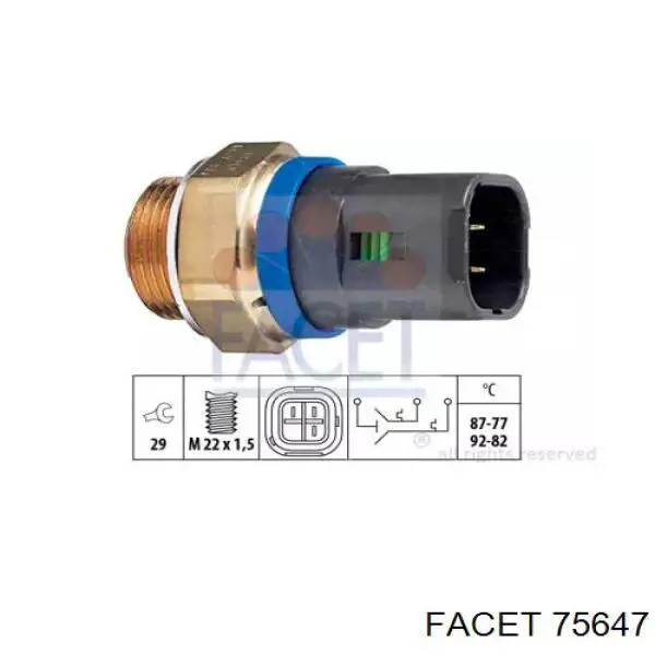 Czujnik temperatury płynu chłodzącego (włączenia wentylatora chłodnicy) Facet 75647 cena, od 19,84 USD