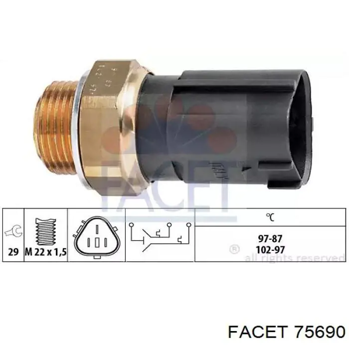 Czujnik temperatury płynu chłodzącego (włączenia wentylatora chłodnicy) Facet 75690 cena, od 14,63 USD