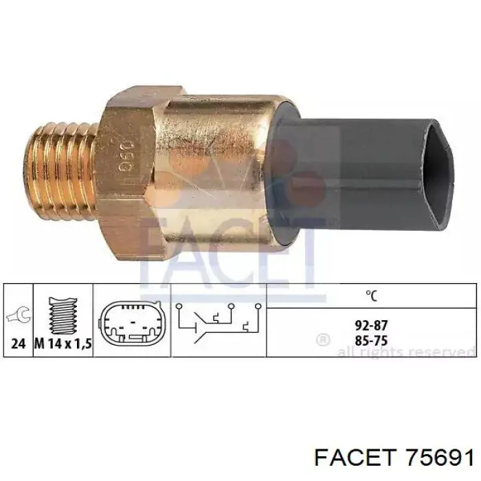 Czujnik temperatury płynu chłodzącego (włączenia wentylatora chłodnicy) Facet 75691 cena, od 26,78 USD