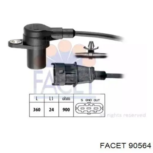Czujnik położenia wału korbowego Facet 90564 cena, od 22,97 USD