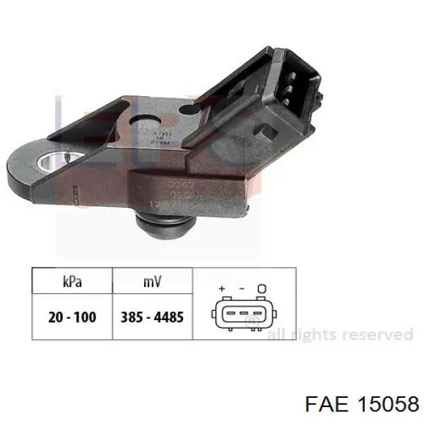 Do koszyka PS10158 Delphi Czujnik ciśnienia w kolektorze ssącym, MAP