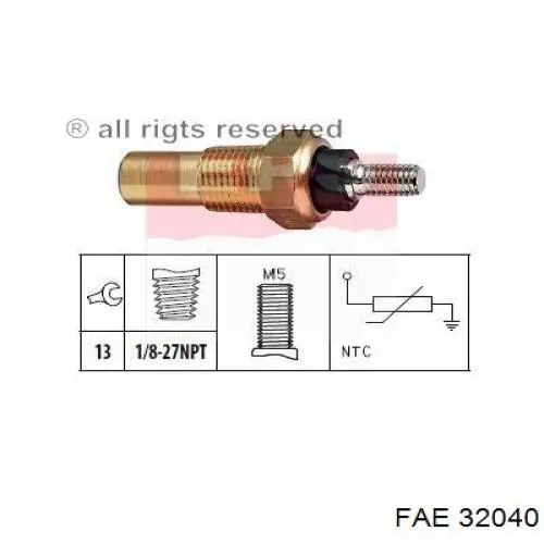 Do koszyka 32040 FAE Czujnik temperatury płynu chłodzącego