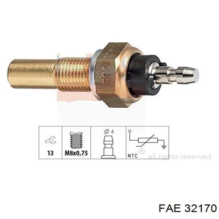 Czujnik temperatury płynu chłodzącego FAE 32170 cena, od 8,29 USD