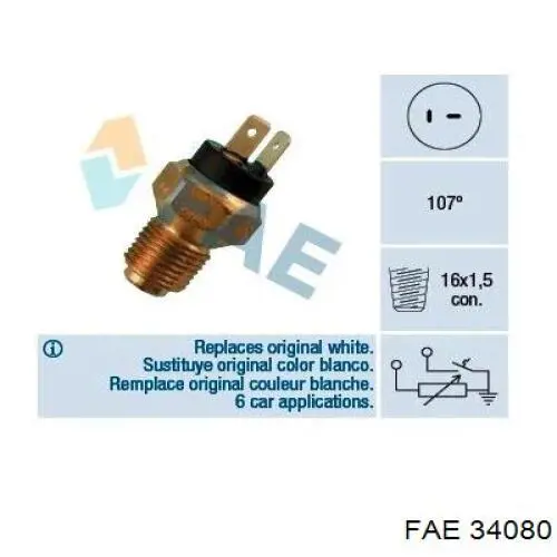 Czujnik temperatury płynu chłodzącego FAE 34080 cena, od 16,97 USD