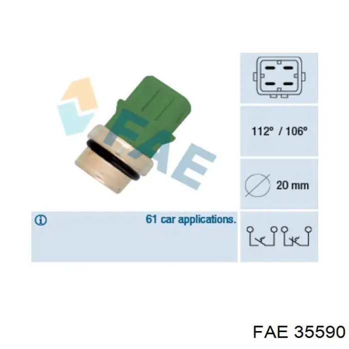 Czujnik temperatury płynu chłodzącego FAE 35590 cena, od 15,87 USD