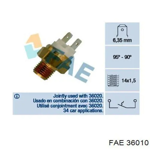 Czujnik temperatury płynu chłodzącego (włączenia wentylatora chłodnicy) FAE 36010 cena, od 20,61 USD