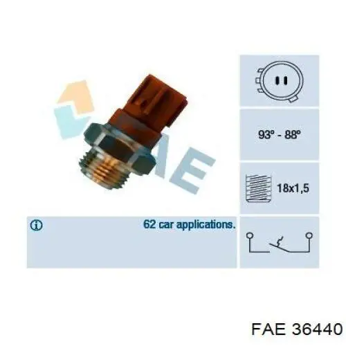 Czujnik temperatury płynu chłodzącego (włączenia wentylatora chłodnicy) FAE 36440 cena, od 17,42 USD