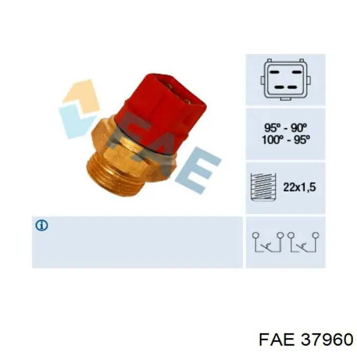 Czujnik temperatury płynu chłodzącego (włączenia wentylatora chłodnicy) FAE 37960 cena, od 18,90 USD