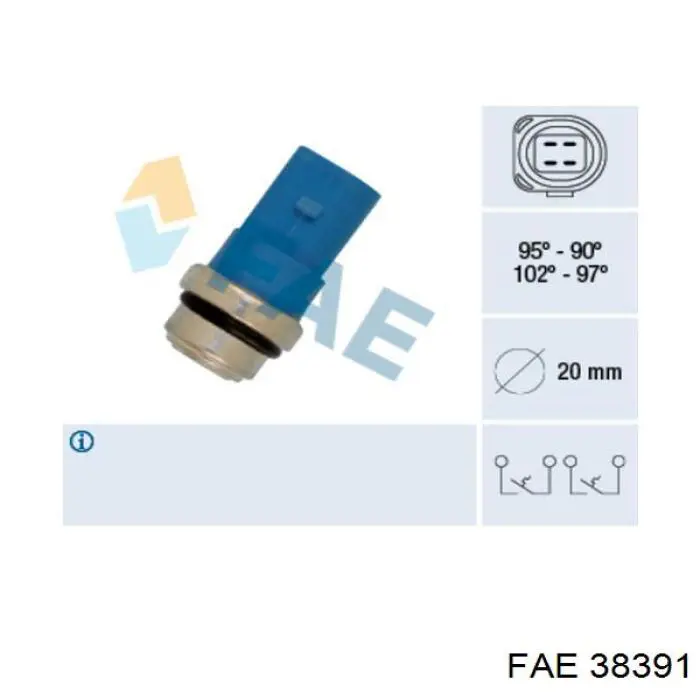 Czujnik temperatury płynu chłodzącego (włączenia wentylatora chłodnicy) FAE 38391 cena, od 14,66 USD