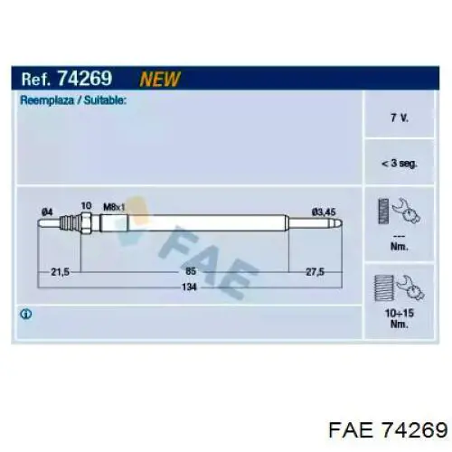 Świeca żarowa FAE 74269 cena, od 21,94 USD